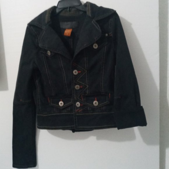 Christopher Blue Jean Jacket Blazer Blk wash Sz M - Picture 3 of 6
